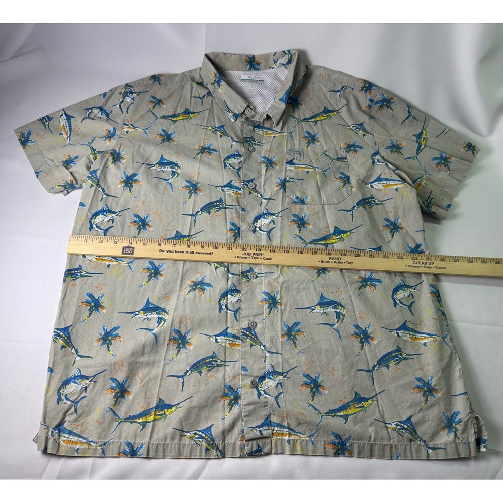 Columbia PFG Fishing Shirt Mens XL Marlin Palm Tree Button Up Casual - Picture 8 of 9